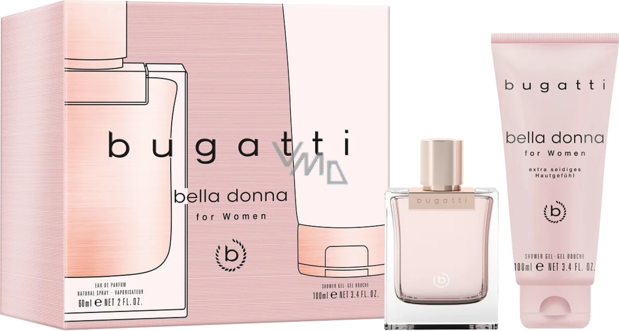Bugatti Bella Donna parfémovaná + - 60 ženy sada pro voda drogerie VMD sprchový ml, gel parfumerie ml 100 dárková a