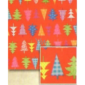 Nekupto Dárkový balicí papír 70 x 500 cm Vánoční Červený, barevné stromečky