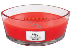 WoodWick Crimson Berries - Jeřabiny s kořením vonná svíčka s dřevěným širokým knotem a víčkem sklo loď 453 g