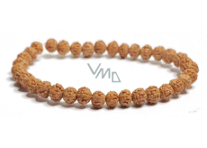 Rudraksha náramek elastický z přírodního semene, kulička 6 mm / 16 - 17 cm