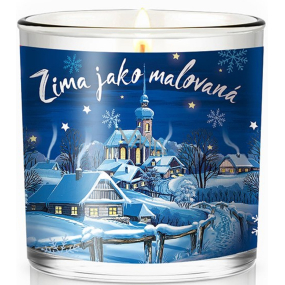 Nekupto Fashion vánoční vonná svíčka Zima jako malovaná 7 x 7,5 cm