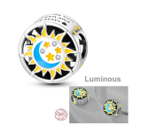 Charm Sterlingové stříbro 925 Luminozní - Den / noc, slunce / měsíc, stopper, klipový korálek na náramek vesmír