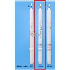 Lima Kostelní křestní svíčka modrá se stříbrným zdobením 25 x 360 mm 1 kus