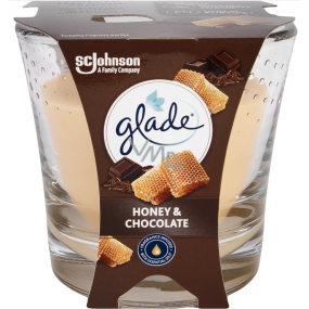 Glade Honey & Chocolate s vůní medu a čokolády vonná svíčka ve skle, doba hoření až 30 hodin 112 g