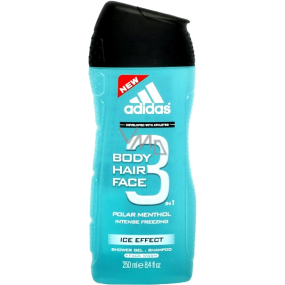 Adidas Ice Effect 3v1 sprchový gel na tělo, vlasy a tvář pro muže 250 ml