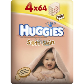 Huggies Soft Skin vlhčené čisticí ubrousky 4 x 64 kusů