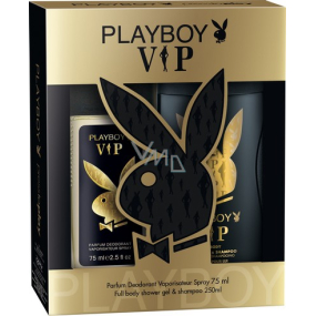 Playboy Vip for Him parfémovaný deodorant sklo pro muže 75 ml + sprchový gel 250 ml, kosmetická sada