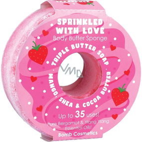 Bomb Cosmetics Sprinkled with Love Donut přírodní sprchová masážní koupelová houba s vůní 165 g