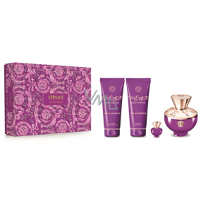 Versace Dylan Purple parfémovaná voda 100 ml + tělové mléko 100 ml + sprchový gel 100 ml + parfémovaná voda miniatura 5 ml, dárková sada pro ženy