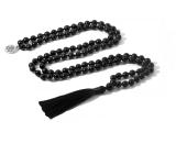 108 Mala Onyx náhrdelník matný meditační šperk, přírodní kámen, vázaný střapec, korálek 8 mm