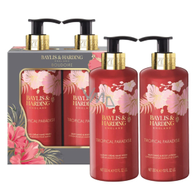 Baylis & Harding Boudoire Tropical Paradise - Tropický ráj tekuté mýdlo na ruce 300 ml + hydratační mléko na tělo i ruce 300 ml, kosmetická sada pro ženy