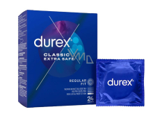 Durex Classic Extra Safe latexový kondom, silnější, zvýšená lubrikace, nominální šířka: 56 mm 24 kusů