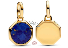 Charm Sterlingové stříbro 925 Mini medailon modrý imitace Lapis lazuli, přívěsek na náramek symbol