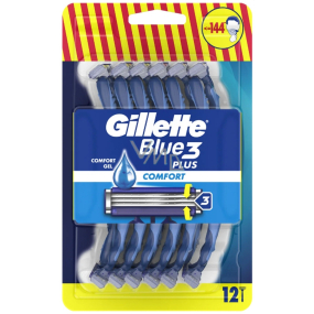 Gillette Blue3 Plus Comfort holicí strojek se 3 břity, 12 kusů pro muže