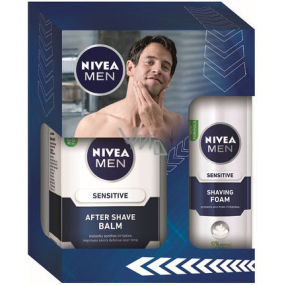 Nivea Men Shaving Sensitive balzám po holení 100 ml + pěna na holení 200 ml kosmetická sada