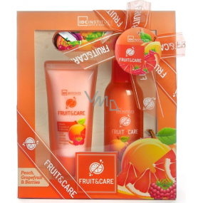 Idc Institute Fruit & Care Peach, Grapefruit & Berries sprchový gel 100 ml + tělové mléko 60 ml + pilník na nehty 1 kus, kosmetická sada