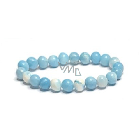 Larimar náramek elastický přírodní kámen, kulička 8 mm / 16 - 17 cm, kámen bájné Atlantidy