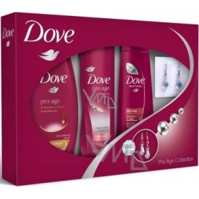 Dove Pro Age sprchový gel 250 ml + šampon 250 ml + tělové mléko 250 ml + náušnice, kosmetická sada