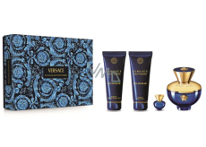 Versace Dylan Blue pour Femme parfémovaná voda 100 ml + tělové mléko 100 ml + sprchový gel 100 ml + parfémovaná voda 5 ml miniatura, dárková sada pro ženy