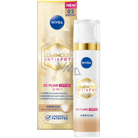 Nivea Luminous630 3v1 pleťový krém ve středním barevném odstínu 02 Medium 40 ml