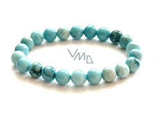 Larimar náramek elastický přírodní kámen, 8 mm / 16 - 17 cm, klid - mír - vyrovnanost