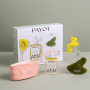 Payot Herbier Huile Dermaquillant BIO odličovací olej na obličej a oči 30 ml + růžová čelenka + Gua Sha v nefritovém kameni, kosmetická sada