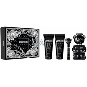 Moschino Toy Boy parfémovaná voda 100 ml + balzám po holení 100 ml + sprchový gel 100 ml + cestovní sprej 10 ml, dárková sada pro muže