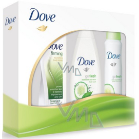 Dove Go Fresh Touch Okurka & Zelený čaj deodorant sprej pro ženy 150 ml + sprchový gel 250 ml + tělové mléko 250 ml, kosmetická sada