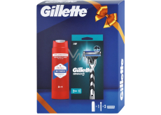 Gillette Mach3 holicí strojek + náhradní hlavice 2 kusy + Old Spice Whitewater sprchový gel 3v1 250 ml, kosmetická sada pro muže