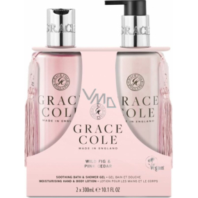 Grace Cole Wild Fig & Pink Cedar - Fík a růžový cedr sprchový gel 300 ml + hydratační tělové mléko 300 ml, kosmetická sada pro ženy