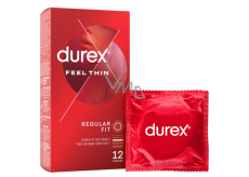 Durex Feel Thin Regular Fit kondomy extra tenké, latexové, běžná lubrikace, nominální šířka: 56 mm 12 kusů