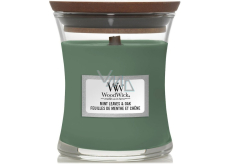 WoodWick Mint Leaves & Oak - Mátové lístky a dub vonná svíčka s dřevěným knotem a víčkem sklo malá 85 g