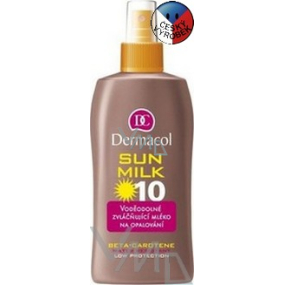 Dermacol Sun Milk SPF10 Voděodolné zvláčňující mléko na opalování 200 ml sprej