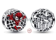 Charm Sterlingové stříbro 925 Marvel Spiderman nad městem, korálek na náramek