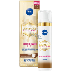 Nivea Luminous630 3v1 pleťový krém v tmavém barevném odstínu 03 Deep 40 ml