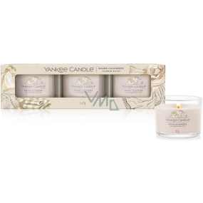 Yankee Candle Warm Cashmere - Hřejivý kašmír vonná svíčka votivní ve skle 3 x 37 g, dárková sada