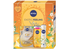 Nivea Exotic Feeling Q10 energizující textilní maska + Nivea Exotic Feeling sprchový gel 250 ml + Nivea Exotic Feeling antiperspirant sprej 150 ml, kosmetická sada pro ženy