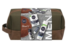 Nivea Men Feel Calm Sensitive balzám po holení 100 ml + Nivea Men Sensitive gel na holení 200 ml + Nivea Men Black & White Invisible Original antiperspirant roll-on 50 ml + Labello Men Active balzám na rty 4,8 g + kosmetická etue, kosmetická sada pro muže