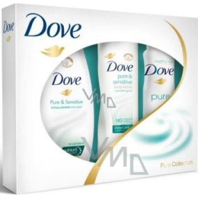 Dove Pure & Sensitive deodorant sprej 150 ml + Sprchový gel250 ml + Tělobé mléko 250 ml, kosmetická sada