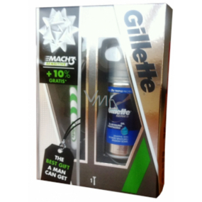 Gillette Mach3 Sensitive strojek s 1 náhradní hlavicí + Sensitive Skin gel na holení 75 ml, kosmetická sada pro muže