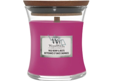 WoodWick Wild Berry & Beets - Lesní ovoce a řepa vonná svíčka s dřevěným knotem a víčkem sklo malá 85 g