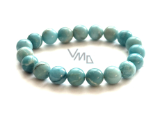 Larimar náramek elastický přírodní kámen, 10 mm / 16 - 17 cm, klid - mír - vyrovnanost