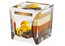 Emocio Chocolate & Orange - Čokoláda a pomeranč tříbarevná vonná svíčka sklo hranol 80 x 80 mm, doba hoření až 32 hodin