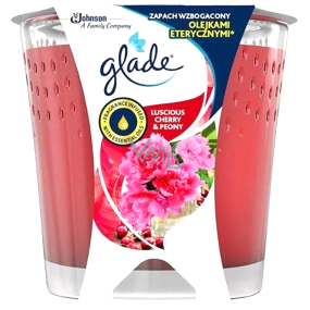 Glade Luscious cherry & peony vonná svíčka ve skle, doba hoření až 30 hodin 112 g