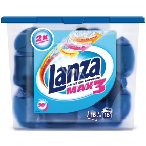 Lanza Max3 Regular gelové kapsle na praní bílého prádla 16 ks x 30 ml (506 g)