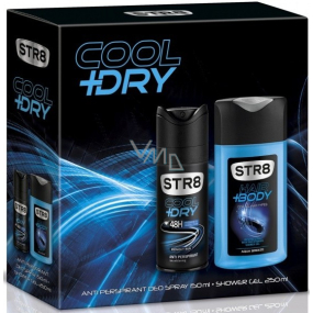 Str8 Cool + Dry Midnight Run deodorant antiperspirant sprej 150 ml + sprchový gel 250 ml, dárková sada