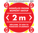 Arch Bezpečnostní a informační piktogramy Polep na podlahu Bezpečný odstup 2 m, červený 21 x 23 cm