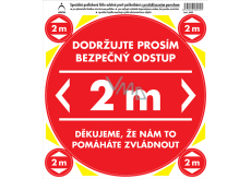 Arch Bezpečnostní a informační piktogramy Polep na podlahu Bezpečný odstup 2 m, červený 21 x 23 cm