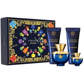 Versace Dylan Blue pour Femme parfémovaná voda pro ženy 100 ml + tělové mléko 100 ml + sprchový gel 100 ml + parfémovaná voda 5 ml, dárková sada pro ženy