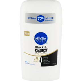 Nivea Black & White Invisible Silky Smooth tuhý antiperspirant stick pro ženy 50 ml